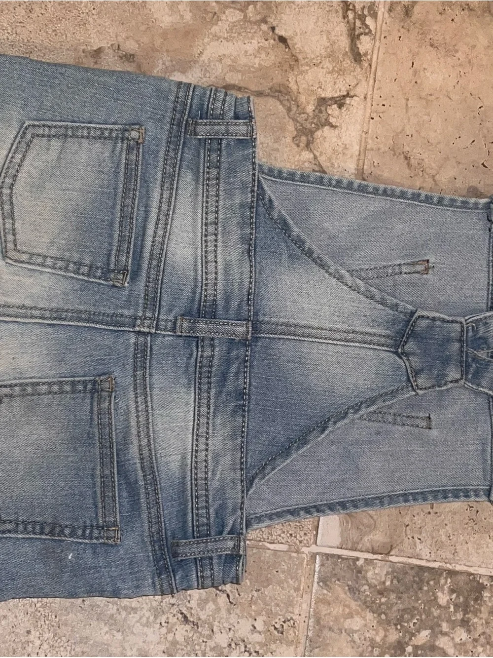 Cat & Jack lil girls Denim Shortalls with Lace Trim size 4-5 XS